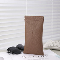 Étuis en cuir PU souples pour lunettes, étui à lunettes de soleil en cuir avec fermeture à pression supérieure, rangement de voyage, sac en cuir pour lunettes de soleil