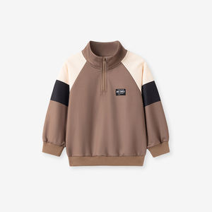 Completi per Bambini di Alta Qualità, Felpa a Maniche Lunghe Color Kaki con Pantaloni, Motivo Cartoon, Tessuto in Lana Pettinata per Autunno, 2-7 Anni - Product Image 4