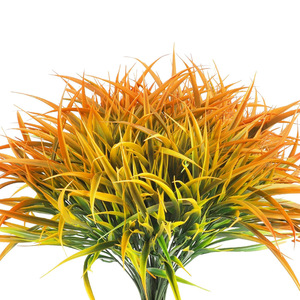 Plante artificielle en plastique à cinq branches, imitation herbe de printemps, pour décoration extérieure, jardin, fenêtre, aménagement paysager, en pot - Product Image 1
