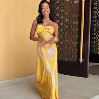 Nouveaux maillots de bain couvre-maillots de bain personnalisés Vêtements de plage à imprimé floral Robes de plage maxi de luxe sans bretelles Femmes été