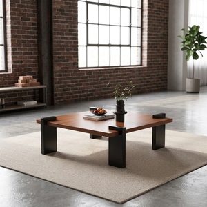 Table basse moderne en bois avec structure métallique, design minimaliste, meubles de salon, décoration intérieure durable - Product Image 2