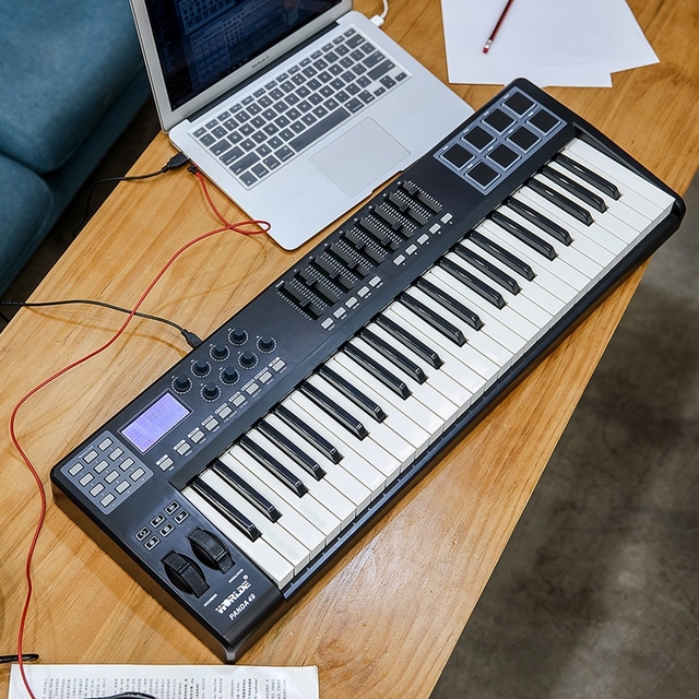 WORLDE PANDA49 Portable 49-Key USB MIDI Keyboard Controller 8 RGB Colorful Backlit Pads with USB Cable