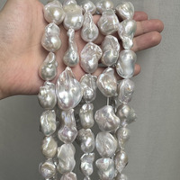 Perles naturelles cultivées d'eau douce, rondelles, perforées sur le dessus, en forme de bouton, grandes perles baroques, perles en vrac pour la fabrication de bijoux DIY