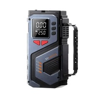 Compresseur d'air portable pour pneus de voiture ABS 12V 12000mAh avec pince intelligente, démarreur de secours et moniteur de pression des pneus tout-en-un