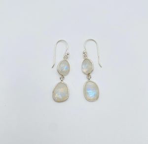 925 <b>Sterling</b> <b>Silver</b> <b>Huggie</b> Earrings Natural Moonstone Rainbow Gemstone Dangle Drop Design Stylish Trendy Party Gift Anniversary - Product Image 4