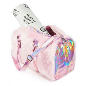 Bolsa de Viaje de Felpa Rosa con Diseño Holográfico Láser, Moda Invierno 2023, para Mujer - Product Image 5