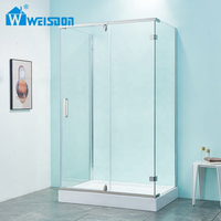 Porte de douche en acier inoxydable sans cadre chromé direct d'usine Weisdon Salle de douche en verre trempé rectangulaire