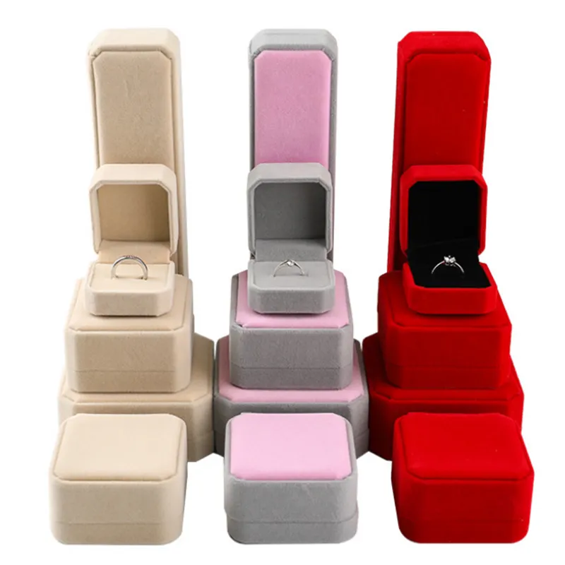 OUYA Custom Logo Leather Velvet Jewelry Box Organizer Gift Earring Bracelet Necklace Ring Jewelry Boxes Packaging for Jewelry