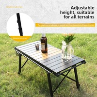 Nouvelle table pliante multifonctionnelle IGT en alliage d'aluminium à grain de bois, portable pour le camping, le pique-nique et le barbecue en extérieur - Durable