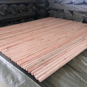 Mango de madera natural <span class=keywords><strong>Barniz</strong></span> Mango de 150 cm Rastrillo Palo de madera Fregona con enchufe de metal Mango largo de madera para accesorio de limpieza industrial - Product Image 1