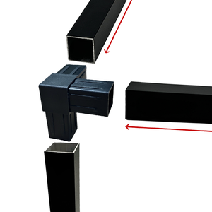 Connecteur de tube carré en plastique 25 mm haute pression, raccord en T 20x20 mm à 3 voies avec support plaqué pour tubes - Product Image 3
