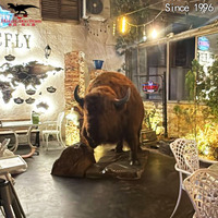Bison animatronique réaliste grandeur nature, monstre de la jungle