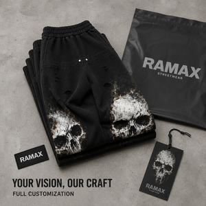 Pantalones de chándal góticos para hombre, estilo urbano, con estampado de calavera personalizado, desgastados, rasgados, de pierna ancha, cintura elástica, lavado vintage - Product Image 2