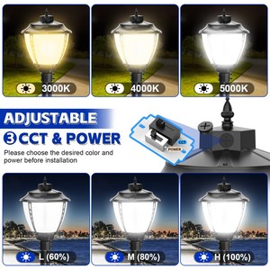 LED Garden & Street IP65 Post Top Light 60-200W AC Aluminum Outdoor Backyard Dusk to Dawn 5-Year Warranty ETL DLC - Product Image 3