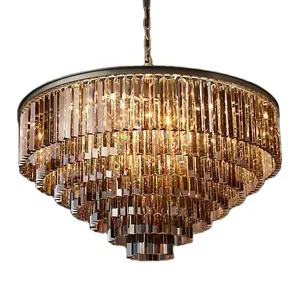 American Odeon glass pendant lighting large LED industrial furniture drop light suspended chandelier for restaurant hotel villa
