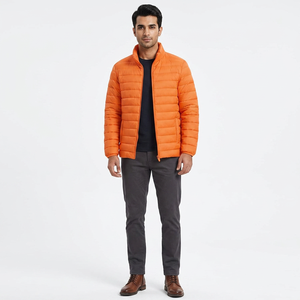 Blouson matelassé en toile à col montant avec logo frontal, alternative au duvet, vêtement d'extérieur 2026, blousons à bulles personnalisés de haute qualité pour hommes - Product Image 1