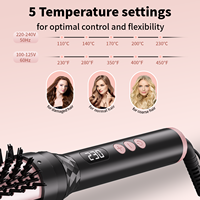 Revlon 2-in-1 Brosse à cheveux thermique PTC Brosse ronde chauffante pour cheveux secs Portable avec affichage LCD de la température Source d'alimentation électrique