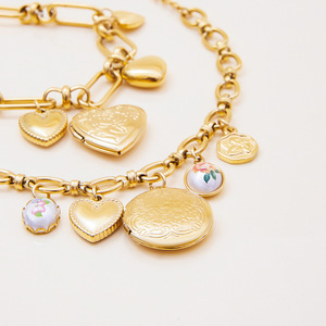 MW Trendy dolce fascino romantico <span class=keywords><strong>bracciale</strong></span> in acciaio inox <span class=keywords><strong>con</strong></span> accenti di perle, medaglione fotografico, <span class=keywords><strong>angelo</strong></span> e cuore amore Design a catenaccio - Product Image 3