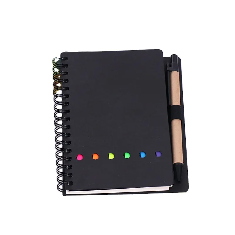 Custom cheap bulk blank Kraft note book notebook with pen and sticky note