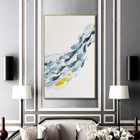 Personnalisé Moderne Style Scandinave Abstrait Bleu Poisson Mer Peinture Art Déco Motif Islamique Cadre en Métal Art Mural Décoration Maison Corde