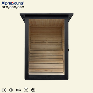 Sauna extérieur moderne et élégant en bois massif avec poêle Harvia 6 kW et <span class=keywords><strong>piscine</strong></span> froide personnalisable - Product Image 5