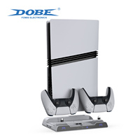 Station de charge et de refroidissement multifonctionnelle DOBE pour PS5/Slim/Pro avec ventilateur de refroidissement, support de charge double pour manettes et éclairage RGB