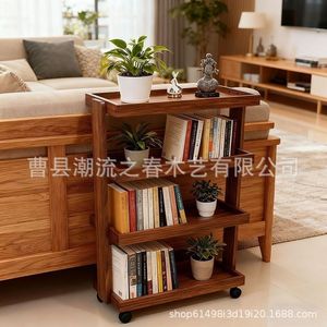 Estantería sencilla de madera para sala de estar, estantería móvil, estante de varios niveles para refrigerios, librero para habitación de invitados, almacenamiento para oficina. - Product Image 2