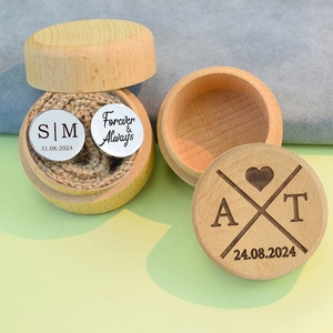 Boîte <span class=keywords><strong>en</strong></span> <span class=keywords><strong>bois</strong></span> personnalisée ronde avec logo gravé, nom, jour, anniversaire, mariage, emballage de bijoux personnalisé, vente <span class=keywords><strong>en</strong></span> gros - Product Image 1
