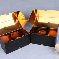 Boîtes d'emballage de luxe personnalisées en carton alimentaire pour pâtisserie, beignets, gâteaux, biscuits, pain, avec intérieur doré/argenté