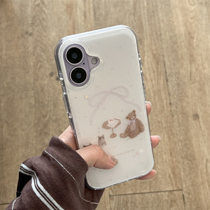 Funda de Teléfono Coreana con Diseño de Gato Panda y Lazo, Doble Capa, para iPhone 17 Pro Max/16/15/14 - Product Image 2