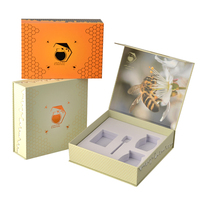 Boîte Cadeau Luxe en Carton Noir Élégante Magnétique pour Bocal de Miel et Bouteille