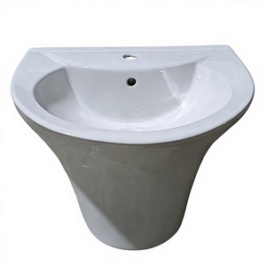 Lavabos <span class=keywords><strong>de</strong></span> Baño <span class=keywords><strong>de</strong></span> Cerámica <span class=keywords><strong>de</strong></span> Estilo Moderno, Lavabo Irregular Suspendido en la Pared con Desagüe, Montaje <span class=keywords><strong>de</strong></span> Grifo <span class=keywords><strong>de</strong></span> un Solo Orificio, para Hotel o Villa - Product Image 3