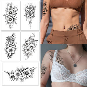 WB 5 Fogli/Confezione Tatuaggi Temporanei Semi-Permanenti per Donne, <span class=keywords><strong>Farfalle</strong></span> <span class=keywords><strong>e</strong></span> <span class=keywords><strong>Fiori</strong></span>, Sexy <span class=keywords><strong>e</strong></span> Realistici, Impermeabili, Adesivi Stencil - Product Image 4