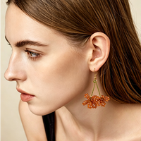 Boucles d'oreilles artisanales en perles rondes facettées en pierres précieuses naturelles colorées (Citrine, Tourmaline arc-en-ciel, Grenat) – Cadeau