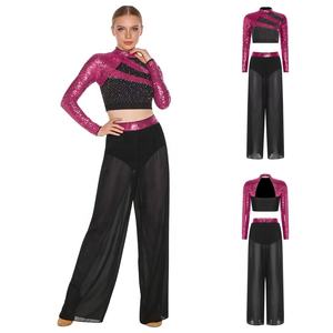 Women Lyrical <b>Dance</b> Outfit <b>Crop</b> <b>Top</b> With Chiffon Pants For Performances <b>Dance</b> Competitions <b>Dance</b> Dancewear Latin <b>Dance</b> Wear - Product Image 5