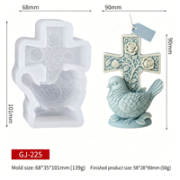 Moule en silicone Dumo pour croix, colombe et rose - Article de décoration intérieure DIY, moule pour bougie parfumée