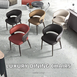 Sedie <span class=keywords><strong>da</strong></span> <span class=keywords><strong>Pranzo</strong></span> Ergonomiche Moderne in Stile Italiano con Schienale Casual Semplice e Lussuoso in Tessuto e Pelle PU per Arredamento Soggiorno - Product Image 2