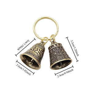 เครื่องประดับวินเทจแบบพุทธสลักมนต์ทองเหลืองแบบ6ตัวอักษรพวงกุญแจรูปศาสนาแบบย้อนยุคของที่ระลึกรูประฆังทองแดงพวงกุญแจโลหะ - Product Image 4