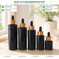 Flacon compte-gouttes en verre noir 60ml 80ml 100ml pour huiles essentielles et aromathérapie, emballage en gros, fournisseur, logo personnalisé