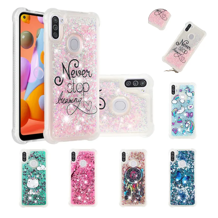 Soft Case On For Samsung Galaxy A50 Case For Samsung A81 A91A51 A71S20 Plus Note 10 PLUS Phone Case Glitter Dynamic Liquid Cover