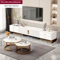 Ensemble meuble TV et table basse GEDO 2026, design moderne blanc et or, grande capacité de rangement