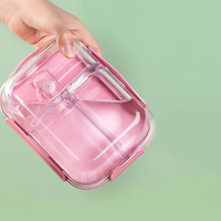 Boîte à lunch bento en verre borosilicate de haute qualité, résistante aux micro-ondes, étanche, écologique, avec couvercle et séparateur, pour les employés de bureau, emballage alimentaire