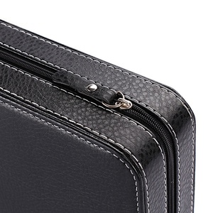 2 4 8 Slots Velvet Lining Black PU Leather <b>Watch</b> Travel Zipper Storage <b>Watch</b> <b>Case</b> - Product Image 3