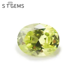 Synthetic Apple Green CZ Stones 13*18mm Diamond CZ Stone Big Size Oval Cubic Zirconia For Jewelry Making