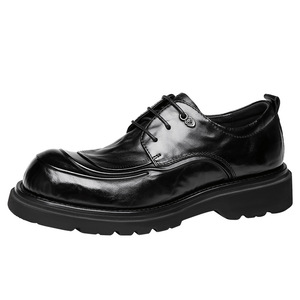 Chaussures en cuir décontractées de style Derby, sensation haut de gamme, adaptées aux hommes d'affaires et aux trajets quotidiens, pour les pieds larges et les chaussures à bout large. - Product Image 1