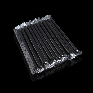 Disposable Plastic Straws Boba Tea Clear Straws Transparent Black Straws