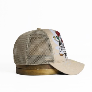 Casquettes de camionneur vintage en coton et maille avec broderie Cœur Crâne, nœuds, imprimé à pois et patchs en cuir, style sportif, ajustables, mode urbaine - Product Image 2