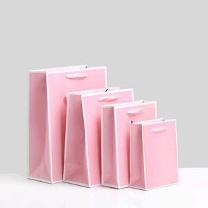 White Cardboard Art Paper Digital Printing Luxury Gift Bulk Retail Boutique Packaging Paper Bag Ribbon Handle for Clothes Shoes - Product Image 3