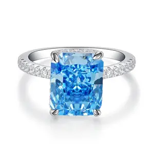 महिलाओं के लिए लव फायर विंटेज स्टर्लिंग सिल्वर ज्वेलरी 925 सिल्वर ब्लू जिक्रोन 5 से 9 आकार की अंगूठी