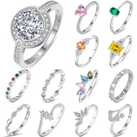 Vente en gros d'usine, ensemble de bagues en argent sterling 925 avec zirconium cubique pour femmes, fabrication de bijoux en vrac pour offrir en cadeau, en stock